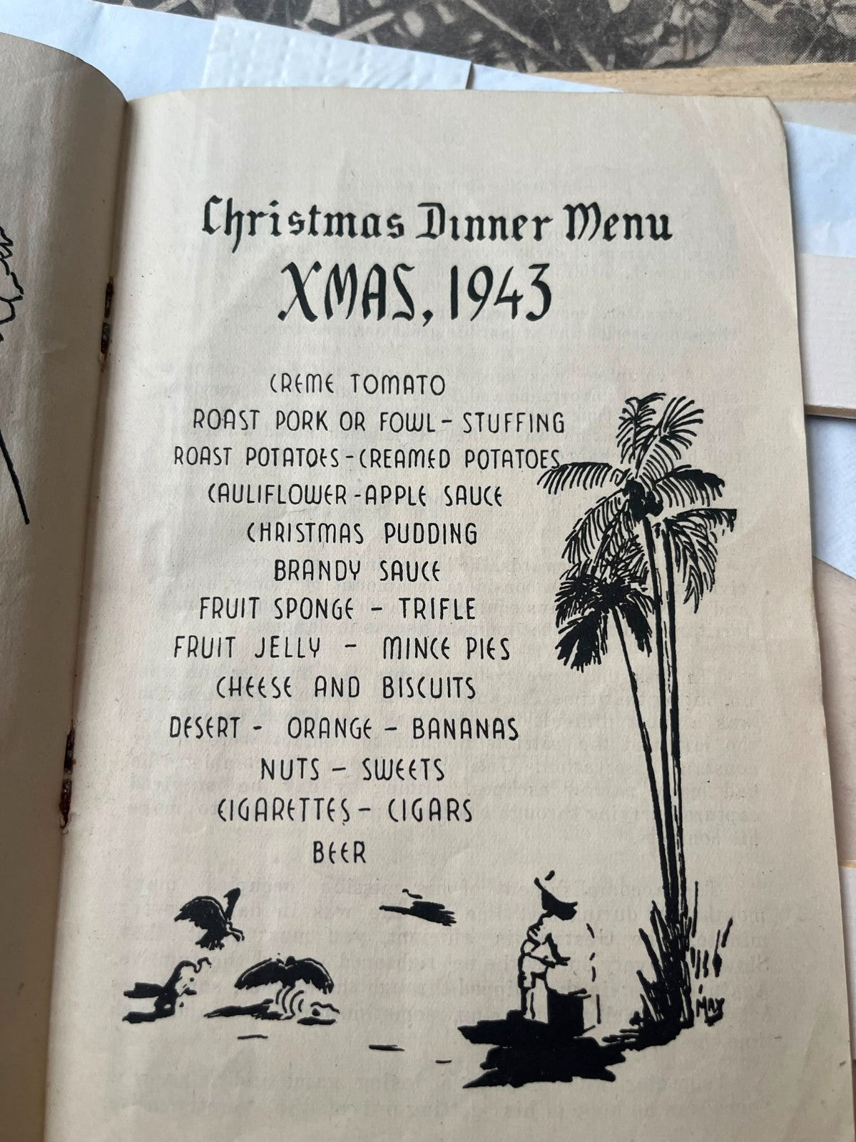 WW2 RAF No 167 Wing Christmas 1943 Magazine Menu Lulus Own Pin Up India SEAC — photo 3