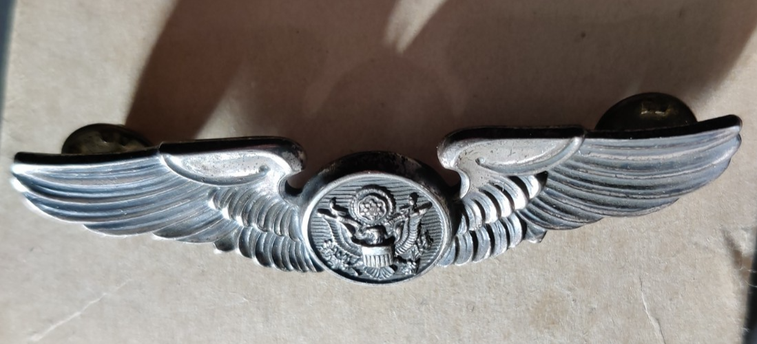 Enlisted Aircrew Member Wings 3" WW2 Sterling Silver Badge USAAF B17 — photo 1