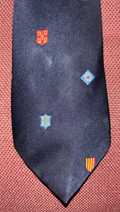 Vintage Multi Shield Heraldic Club Necktie University Tournament Navy — photo 1