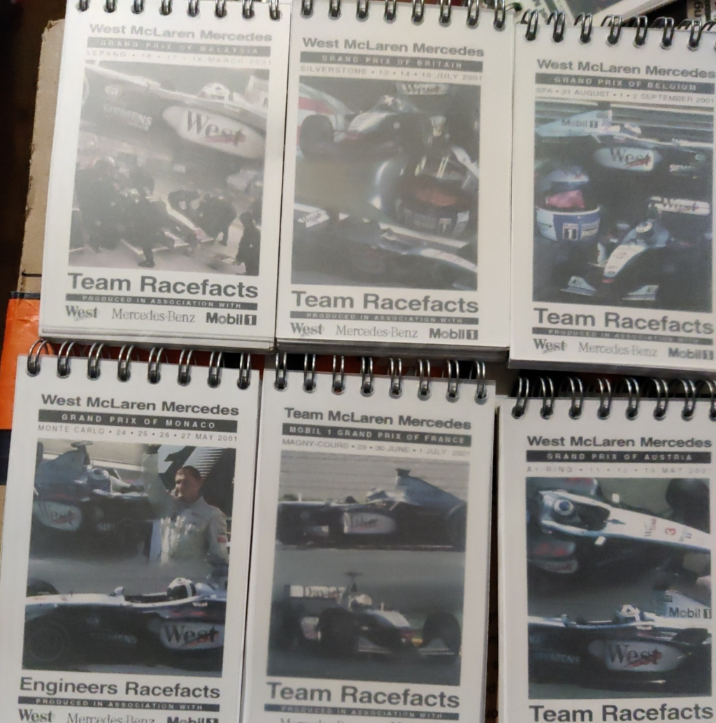 2001 West Mclaren Mercedes F1 Formula 1 Race Engineer/Team Issued Racefacts Note — photo 4