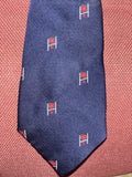 Vintage England Rugby Club Tie Goalposts Red Flower Poppy Motif Navy — photo 1