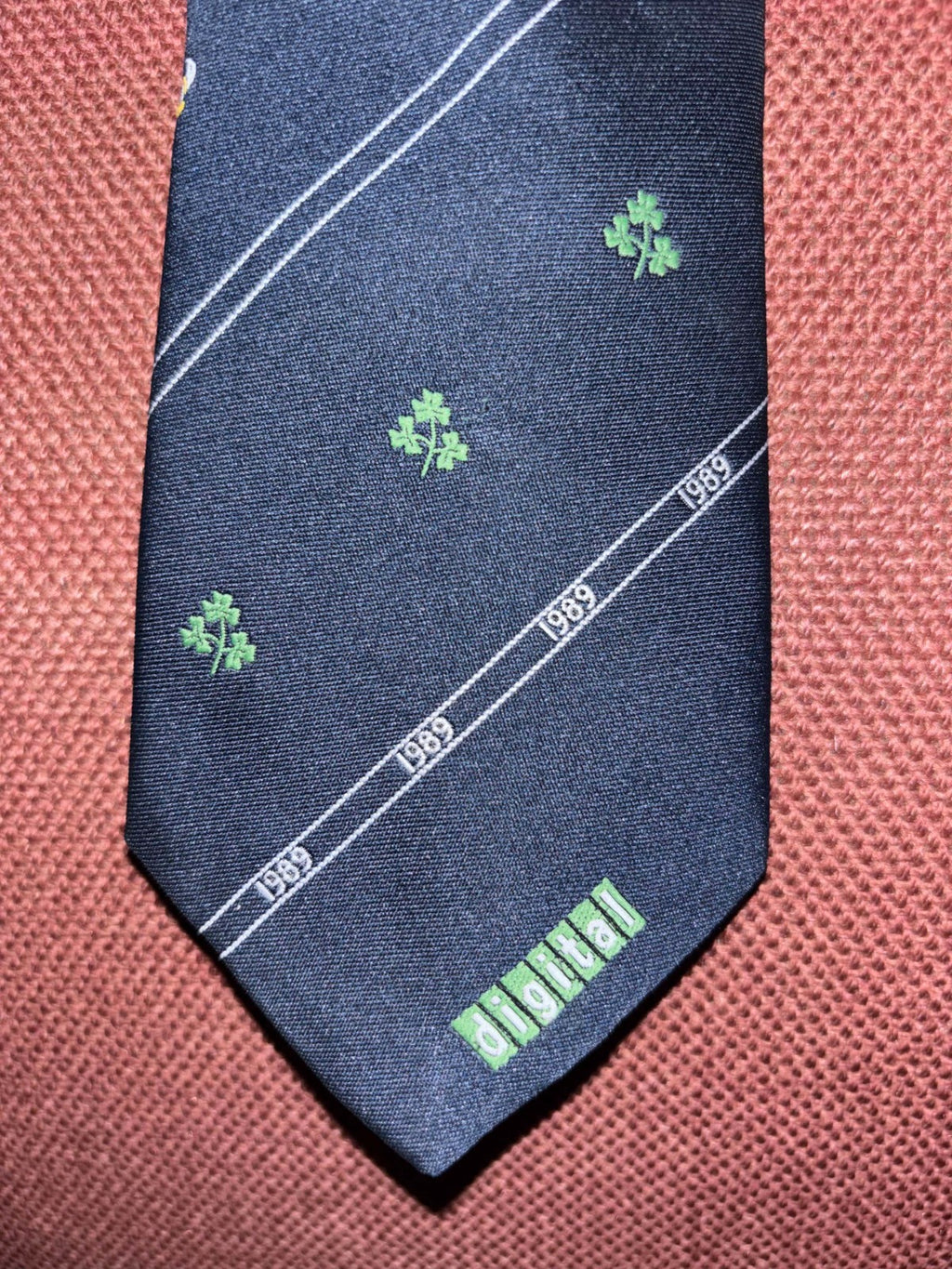 Vintage Ireland Rugby 1989 Tie Shamrock  Digital TV Sponsor England — photo 2
