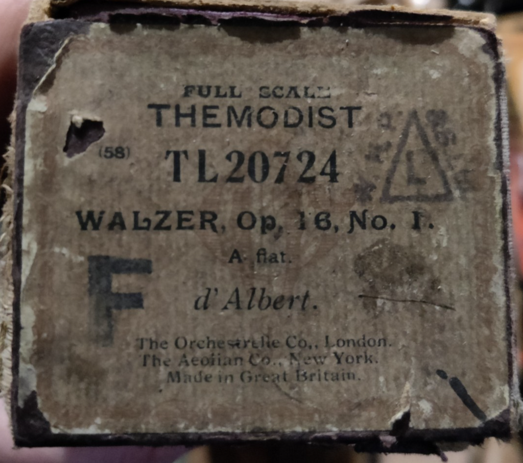 WALZER OP 16 NO 1 TL20724 d'Albert - Player Piano / Pianola Roll — photo 1