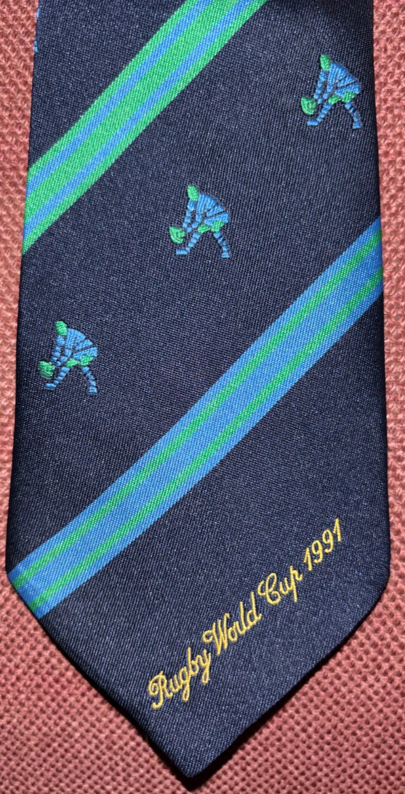 Vintage Rugby World Cup 1991 Commemorative Necktie Kicking Motif — photo 2