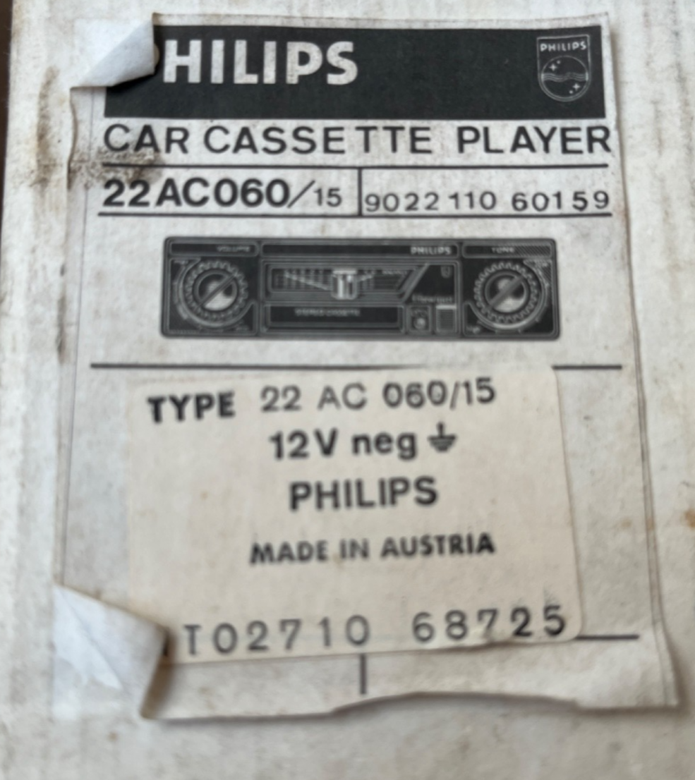 Philips 22AC060 Stereo Car Cassette Player NOS Vintage Classic Car 1970s — photo 6