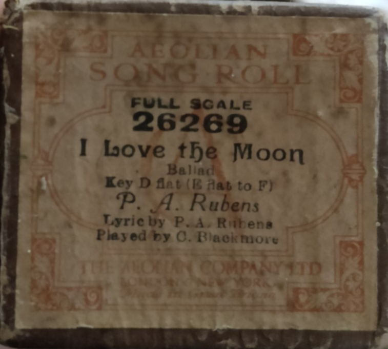 I LOVE THE MOON P A RUBENS 26269- Player Piano / Pianola Roll — photo 1
