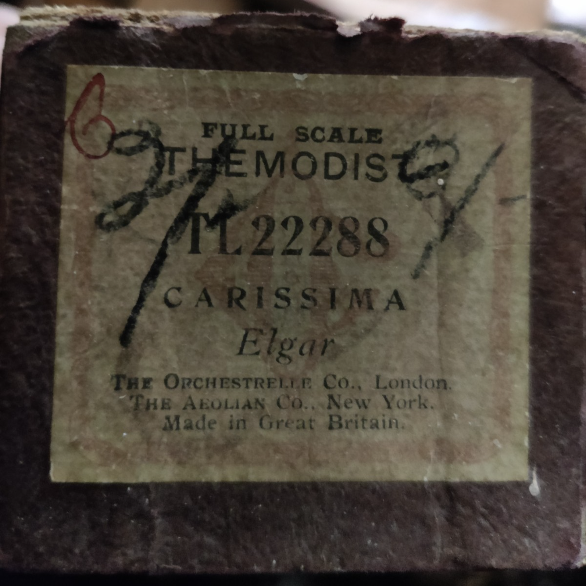 CARISSIMA Elgar Themodist TL22288 - Player Piano / Pianola Roll — photo 1
