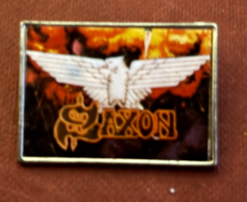 Vintage SAXON 1970s/1980s Metal Pin Badge Classic Rock Metal — photo 1