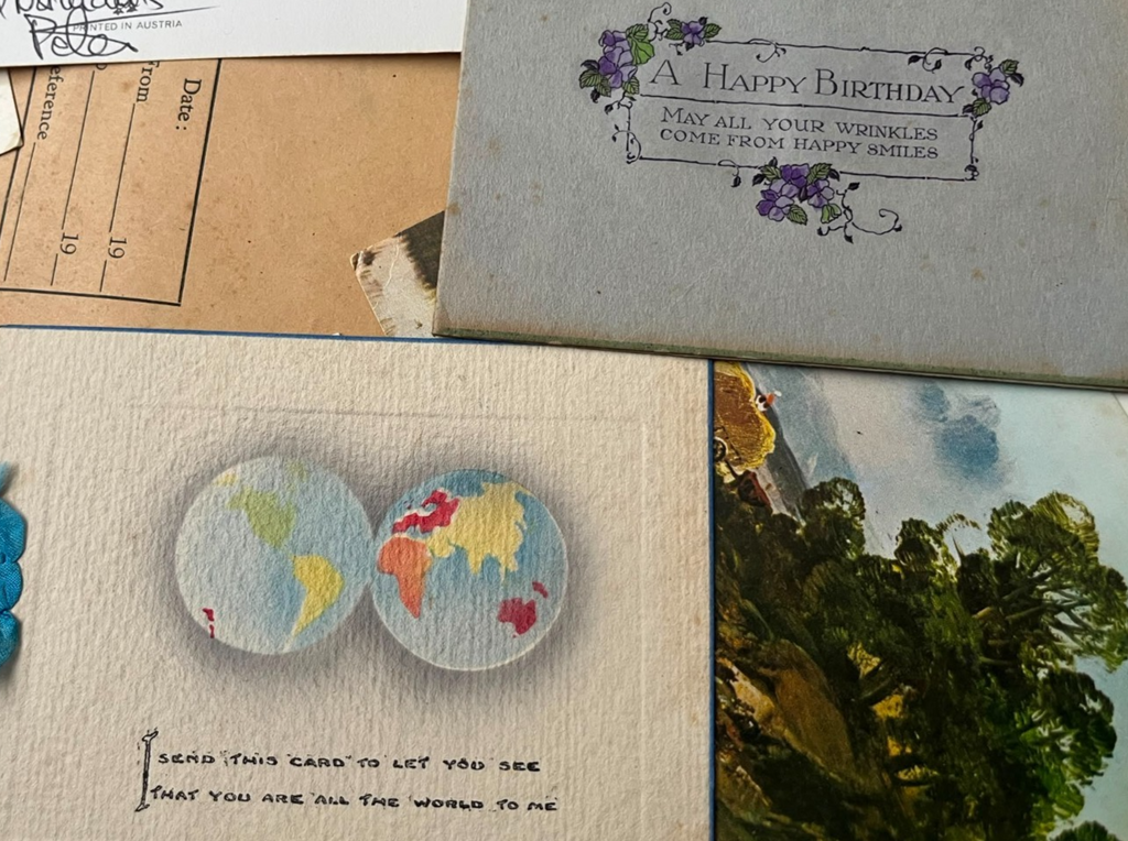 Vintage 1930s Novelty World Globe Greeting Card Birthday Cards Ephemera Lot — photo 1