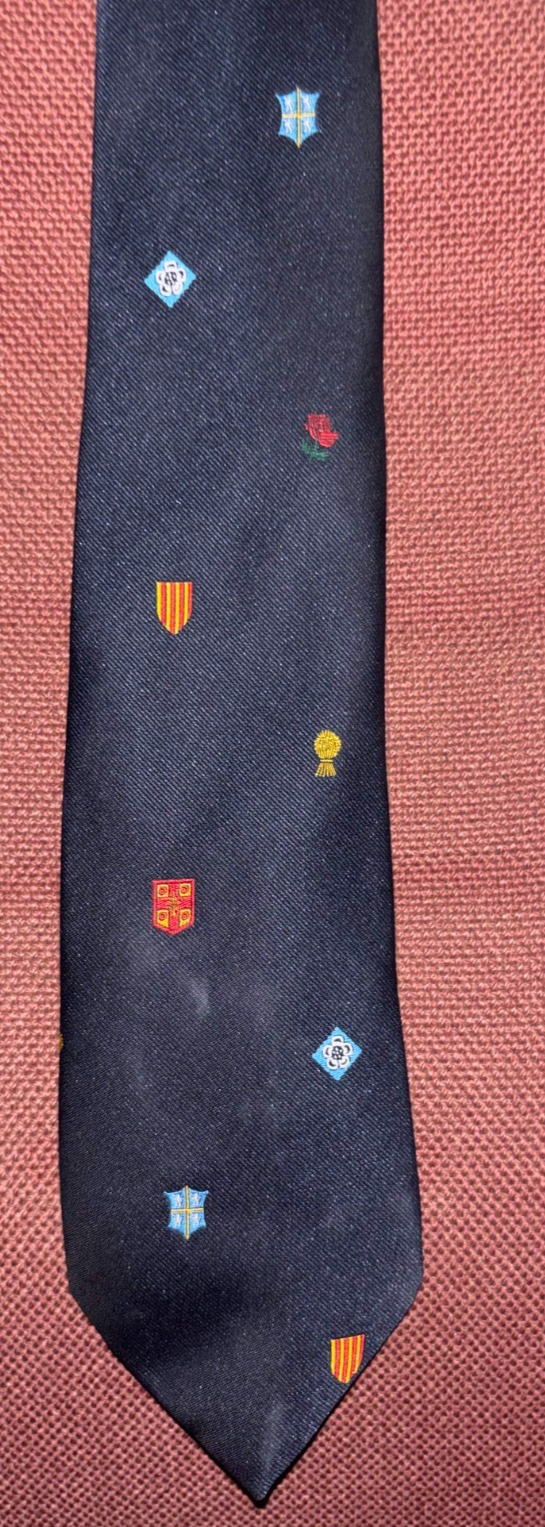 Vintage Multi Shield Heraldic Club Necktie University Tournament Navy — photo 2