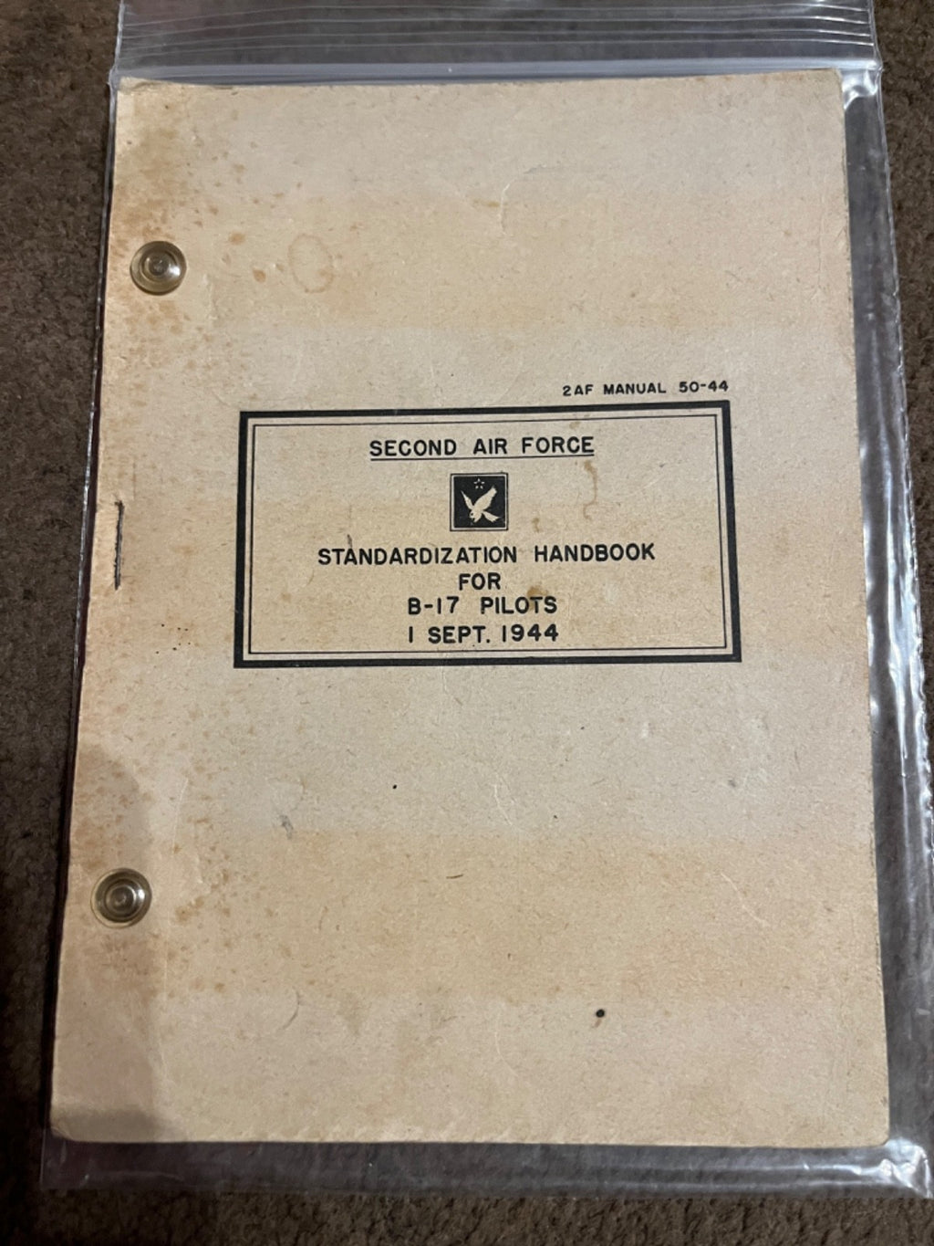 Standardization handbook for B17 Pilots  Flying Fortress manual — photo 1