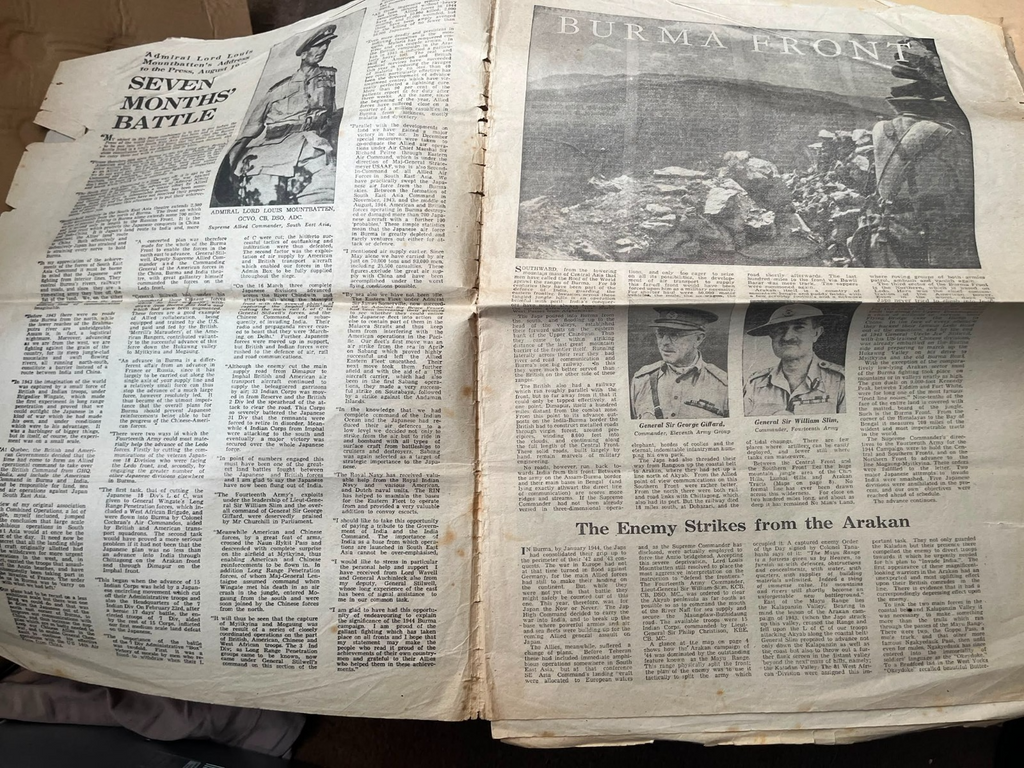 WW2 1945 SEAC Souvenir Burma Front Newspaper Map Orde Wingate Slim Mountbatten — photo 4