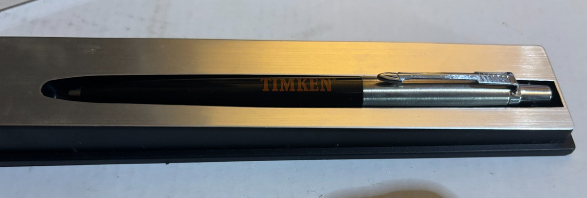 Parker Jotter Ballpoint Pen - Steel & Black - Timken Advertising - Vintage — photo 1