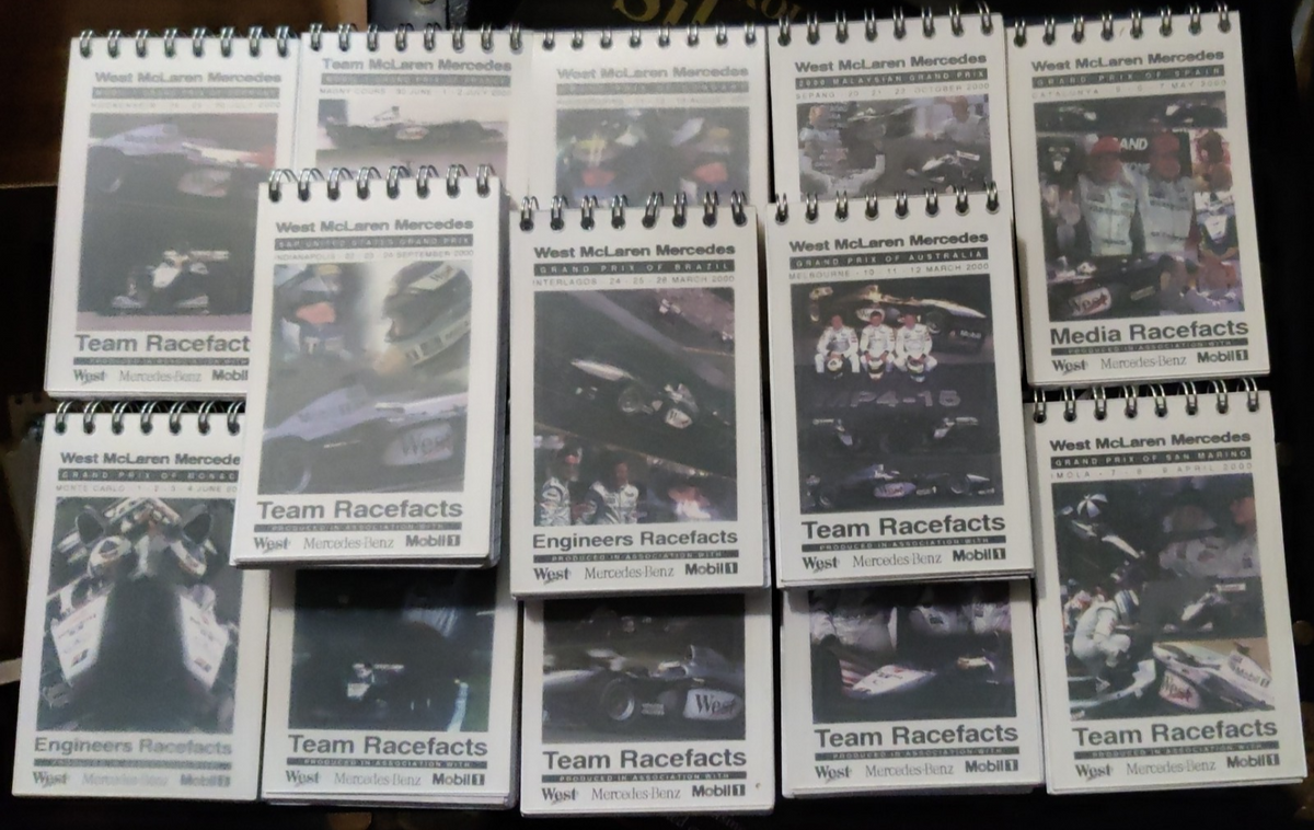 2000 West Mclaren Mercedes F1 Formula 1 Race Engineer/Team Issued Racefacts Note — photo 1