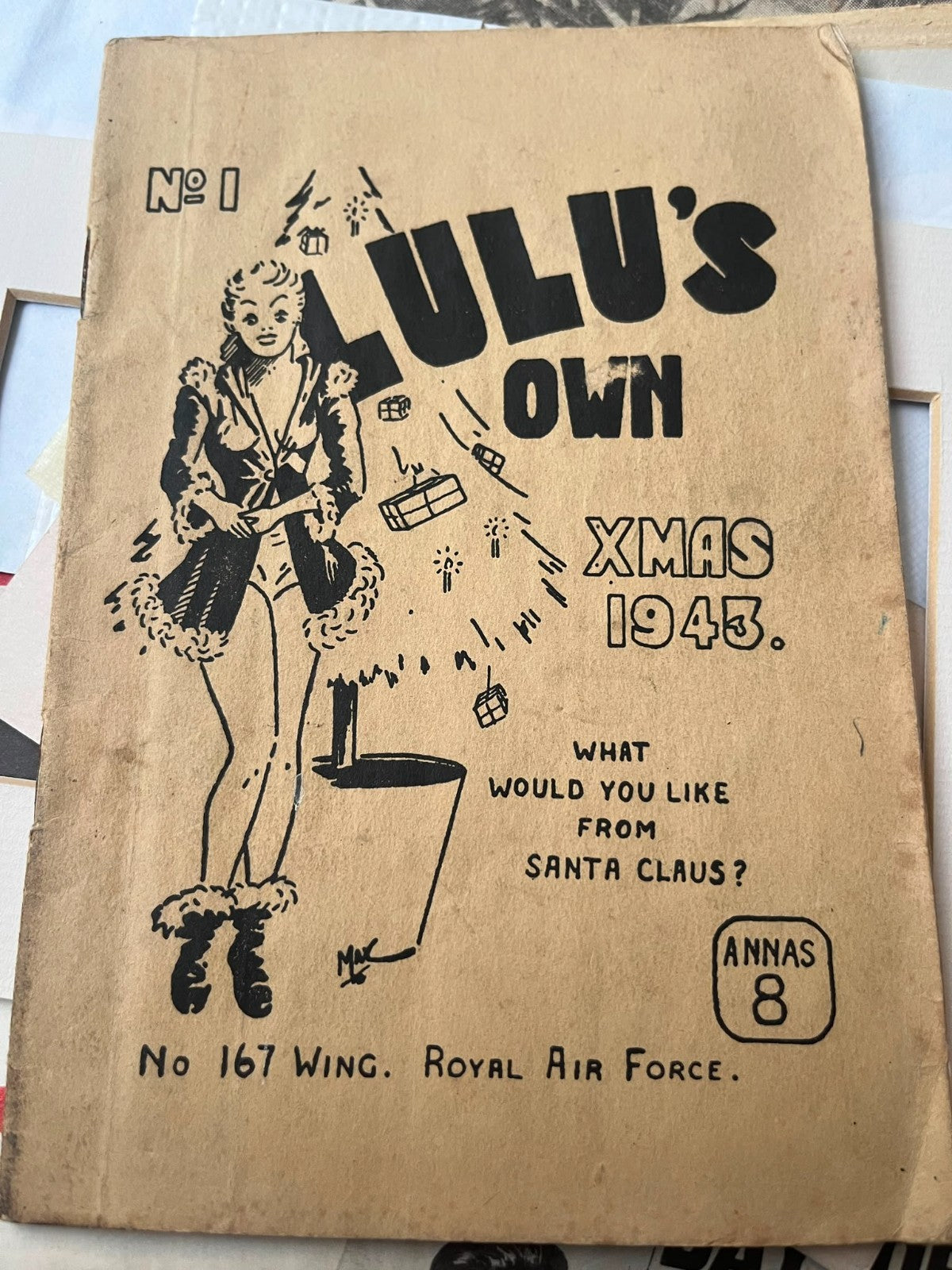 WW2 RAF No 167 Wing Christmas 1943 Magazine Menu Lulus Own Pin Up India SEAC — photo 1