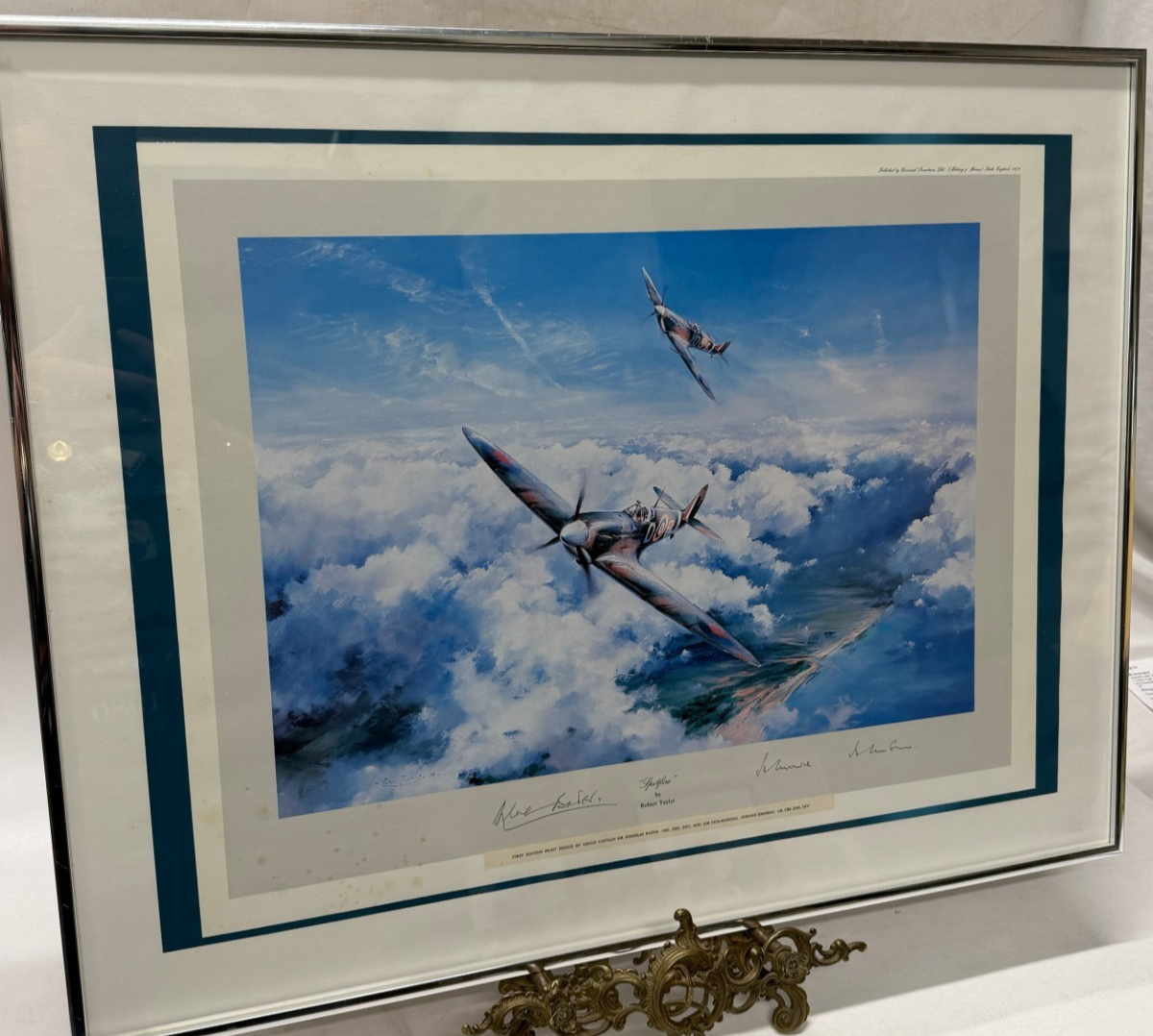 "Spitfire" by Robert Taylor Signed By Douglas Bader & Johnnie Johnson WW2 Print — photo 1