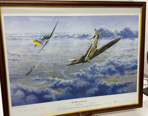 "The Right Of The Line" Graeme Lothian Signed by Gunther Rall & Fighter Aces — photo 1