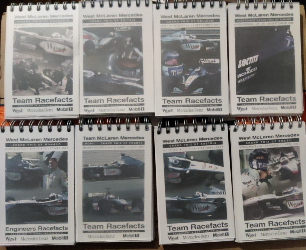 2001 West Mclaren Mercedes F1 Formula 1 Race Engineer/Team Issued Racefacts Note — photo 2