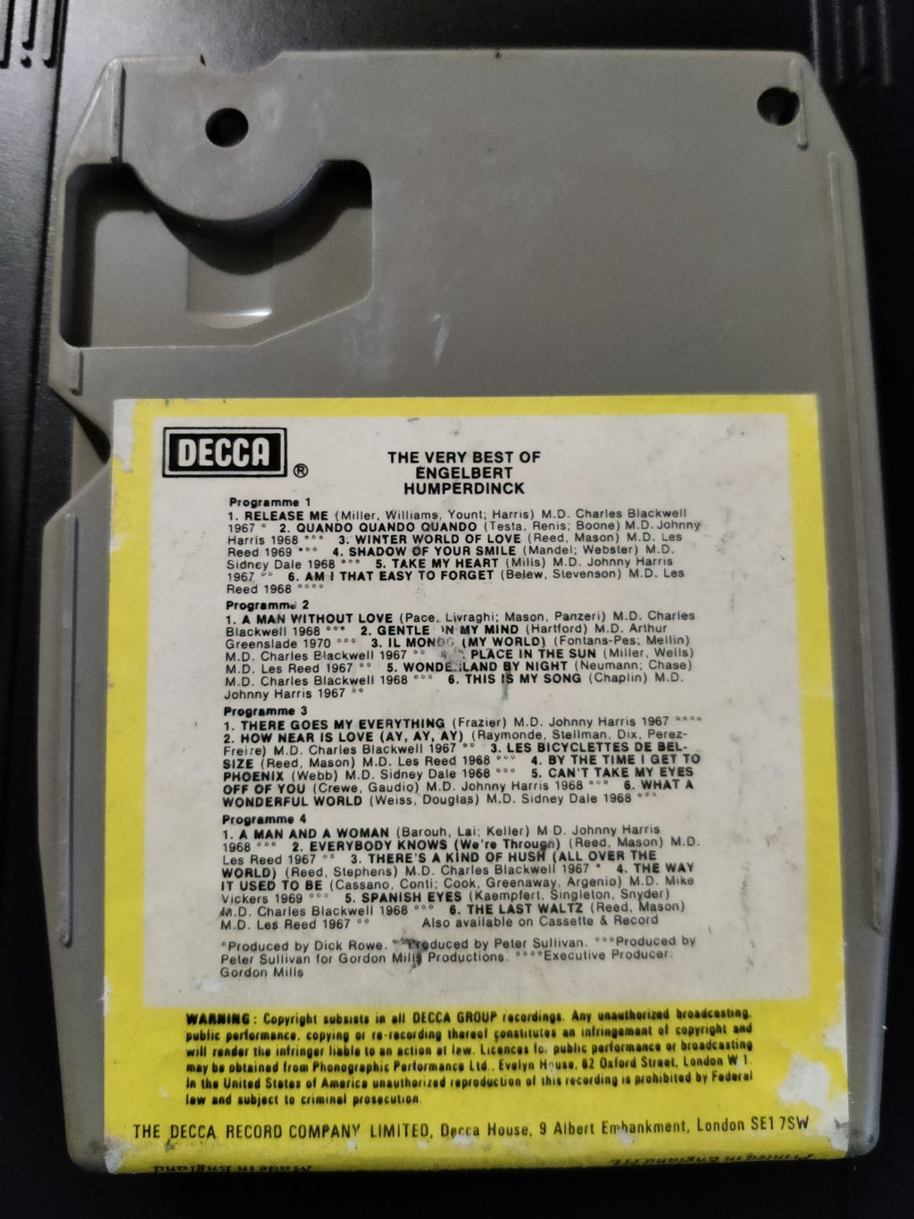 The Very Best Of Engelbert Humperdinck - 8 Track Tape Cartridge — photo 2