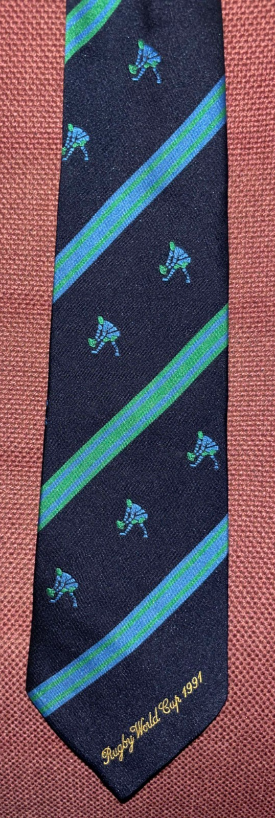 Vintage Rugby World Cup 1991 Commemorative Necktie Kicking Motif — photo 1