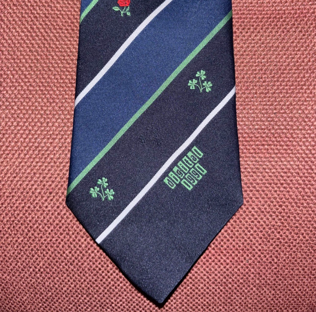 Vintage England vs Ireland Rugby Tie 1990 Digital Sponsor Rose Shamrock — photo 2