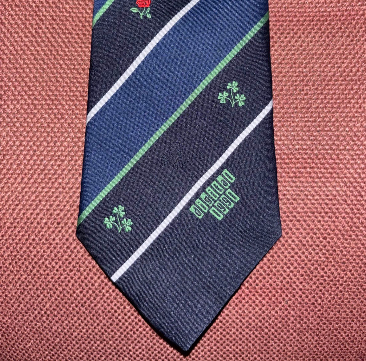 Vintage England vs Ireland Rugby Tie 1990 Digital Sponsor Rose Shamrock — photo 2