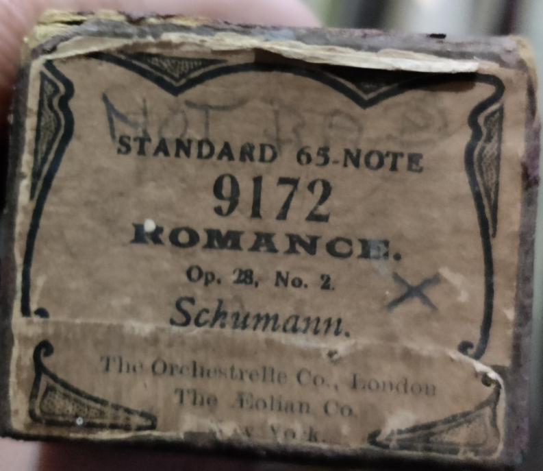 ROMANCE OP 28 NO 2 SCHUMANN Standard 65 Note - Player Piano / Pianola Roll — photo 1