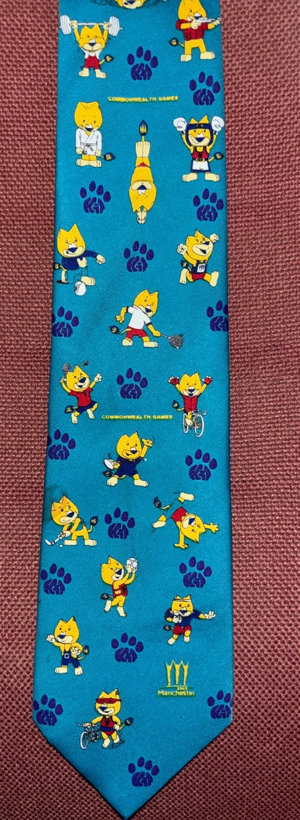 Vintage Manchester 2002 Commonwealth Games Mascot Kit Cat Tie — photo 2
