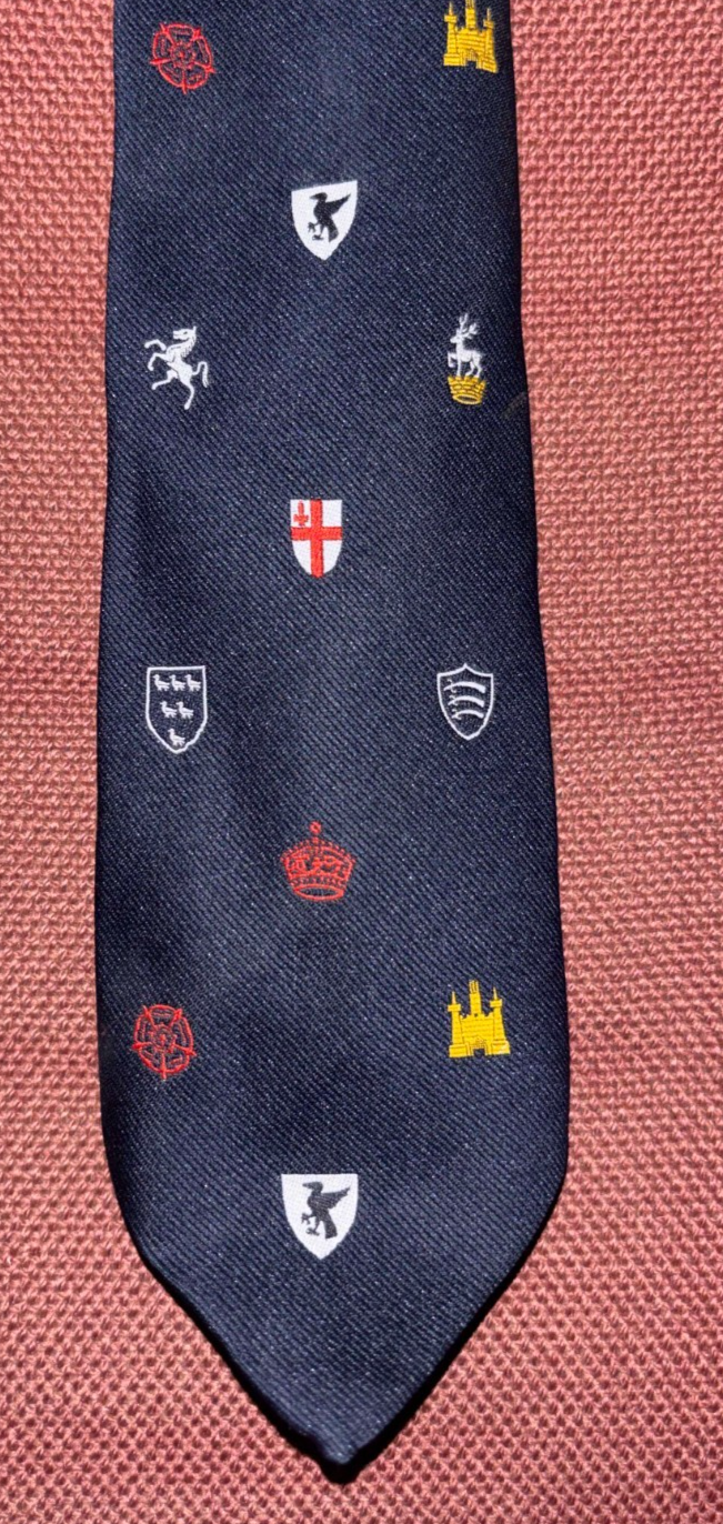Vintage English Counties Rugby Representative Tie Heraldic Crests London Kent — photo 1