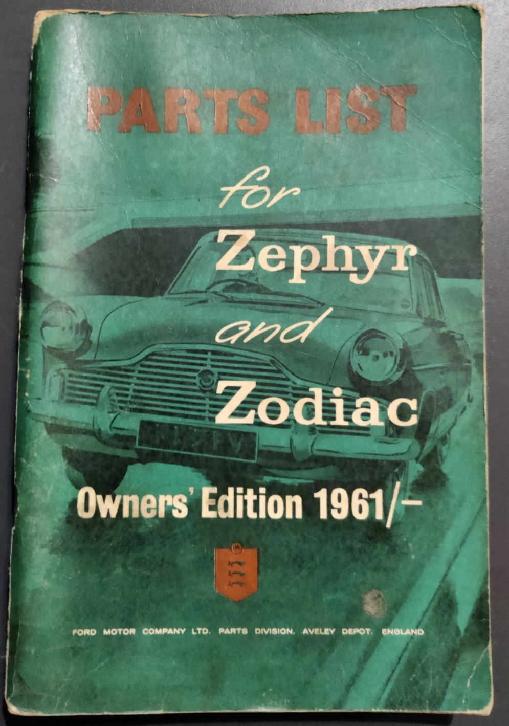 Parts List for Ford Zephyr / Zodiac Owners Edition 1961 — photo 1