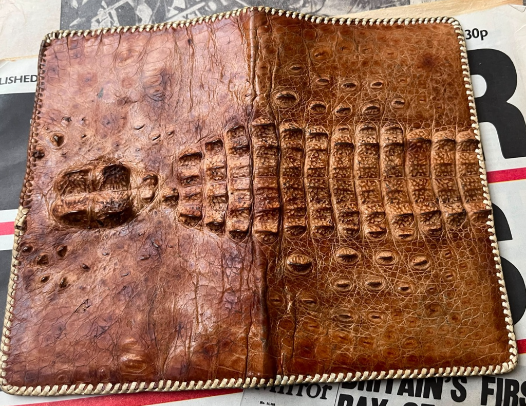 Vintage 1940s Hornback Crocodile Leather Wallet & 3 Snakeskin Slip Cases Lot WW2 — photo 3