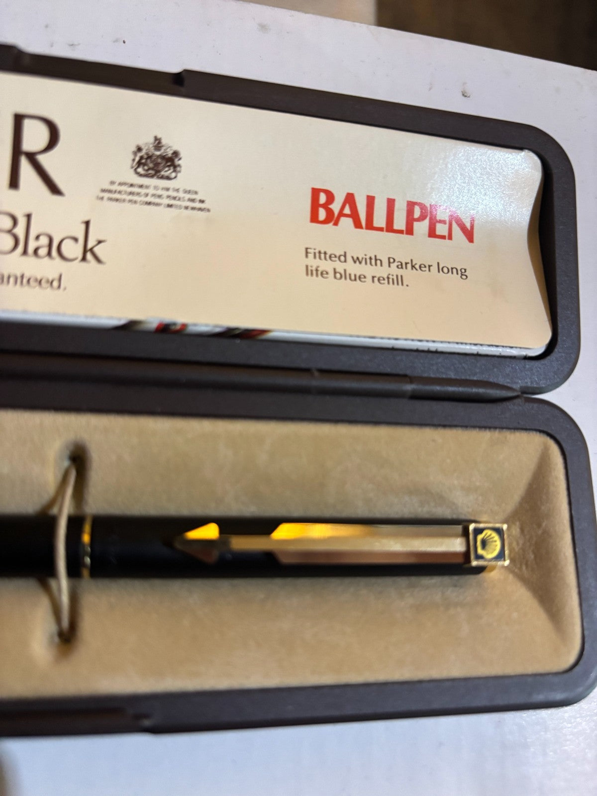 Vintage Parker Arrow Black Ballpoint Advertising  Pen - Boxed - SHELL OIL — photo 3