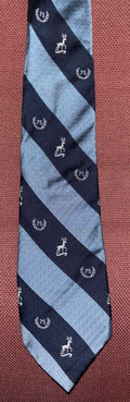 Vintage 75th Anniversary Stag Emblem Club Tie Blue Striped — photo 1