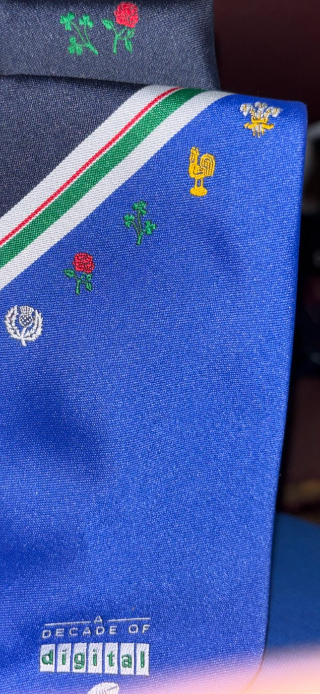 Vintage Five Nations England Rugby Tie Decade of Digital TV Sponsor — photo 2