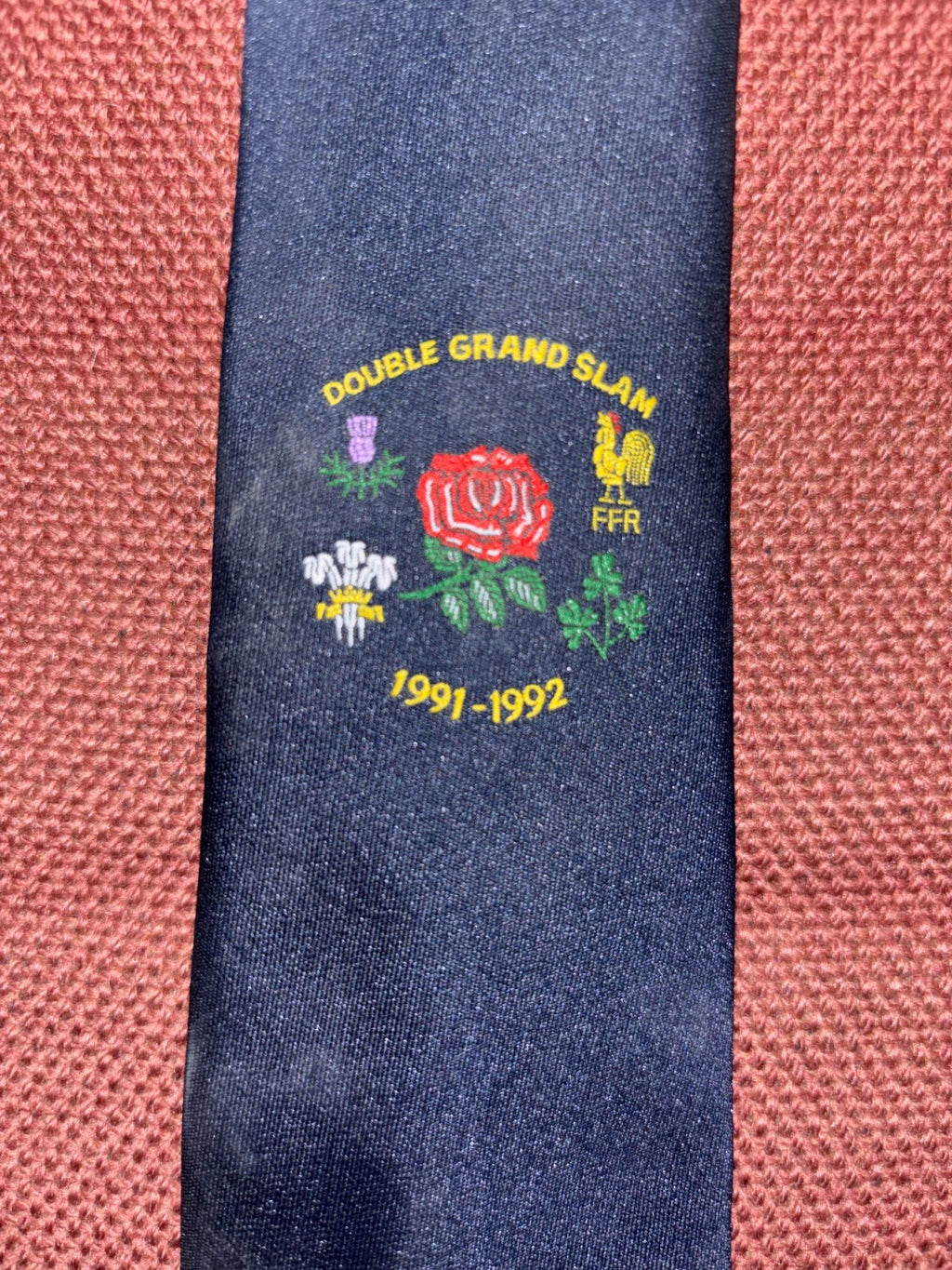 England English Rugby Double Grand Slam 1991-1992 Rugby Vintage Neck Tie — photo 1