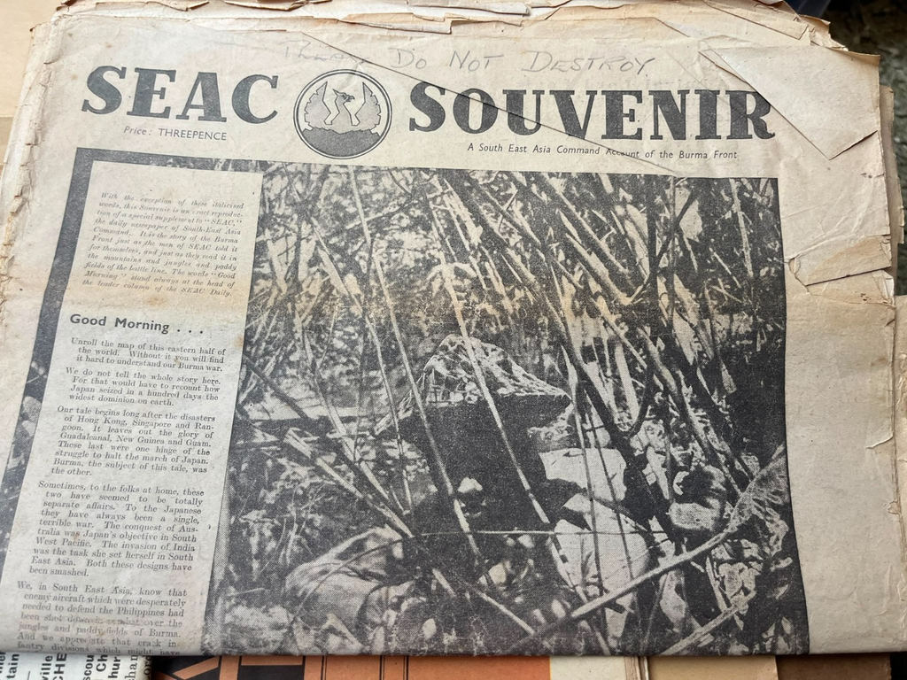 WW2 1945 SEAC Souvenir Burma Front Newspaper Map Orde Wingate Slim Mountbatten — photo 1