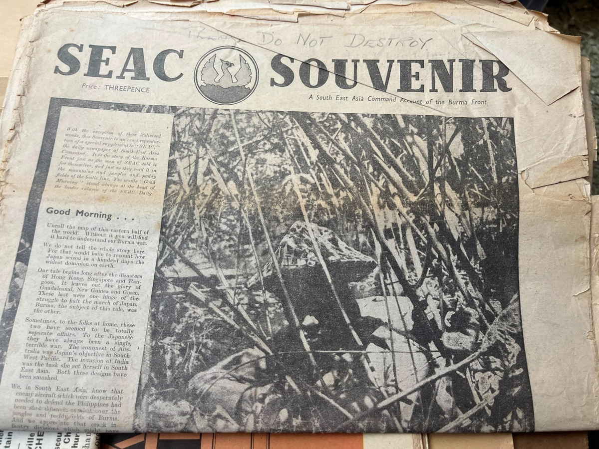 WW2 1945 SEAC Souvenir Burma Front Newspaper Map Orde Wingate Slim Mountbatten — photo 1