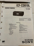 ICF-CD810L Clock FM Radio CD Player - Genuine Sony Service Repair Manual — photo 1