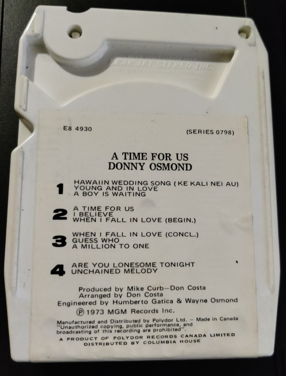 Donny Osmond - A Time For Us - 8 Track Tape Cartridge — photo 2