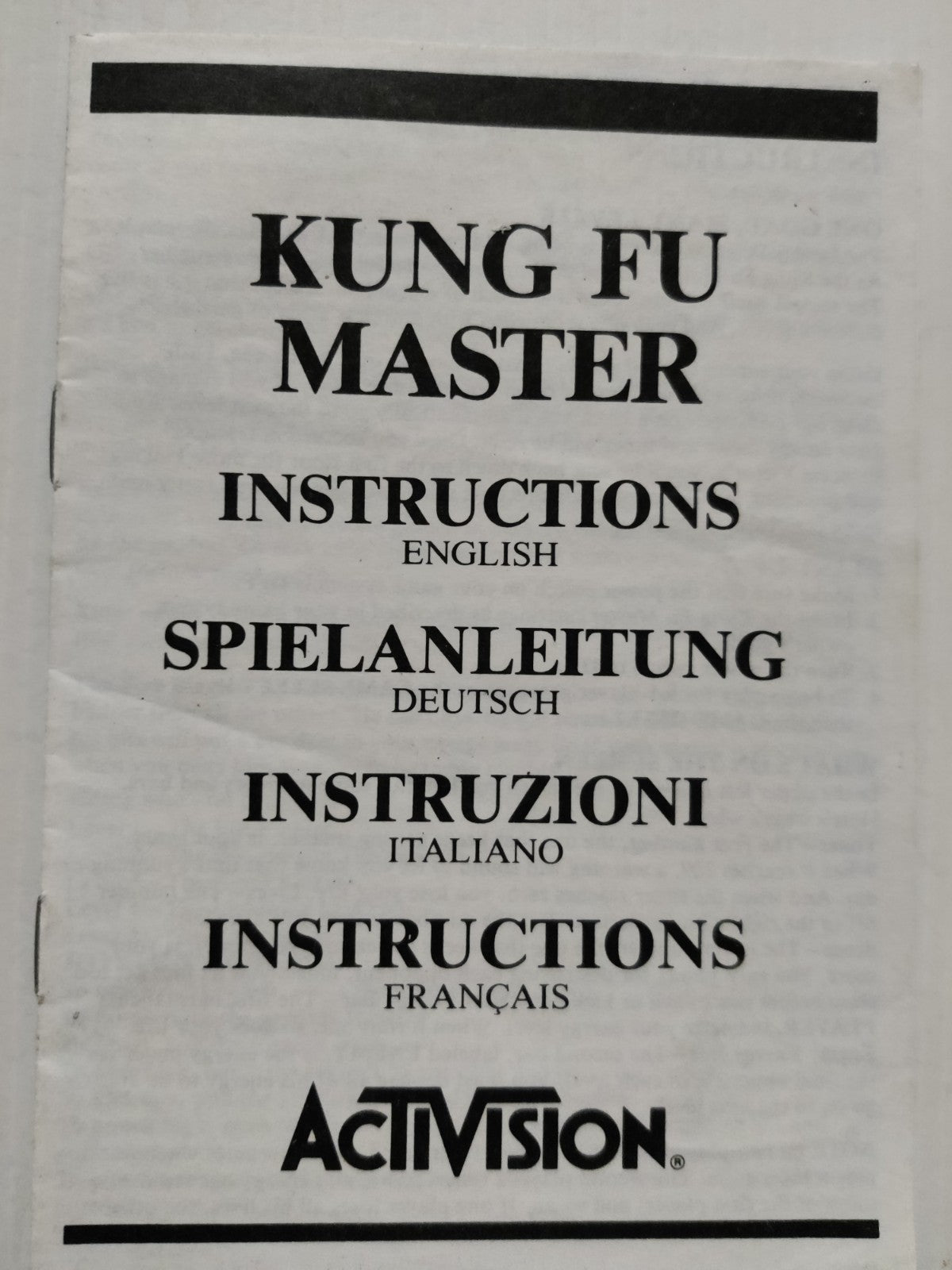 Kung Fu Master Activision- Atari 2600 Game Manual Instructions — photo 1