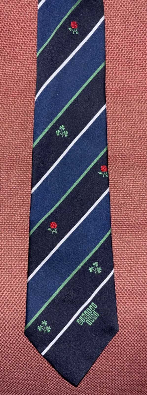 Vintage England vs Ireland Rugby Tie 1990 Digital Sponsor Rose Shamrock — photo 1