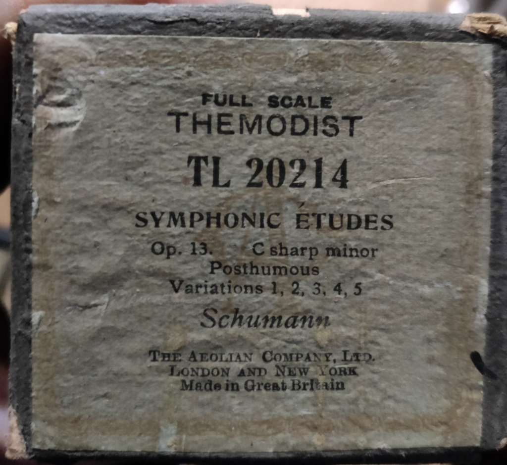 SYMPHONIC ETUDES Op 13 SCHUMANN TL20214 Themodist - Player Piano / Pianola Roll — photo 1