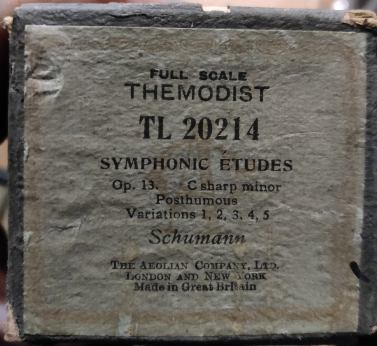 SYMPHONIC ETUDES Op 13 SCHUMANN TL20214 Themodist - Player Piano / Pianola Roll — photo 1