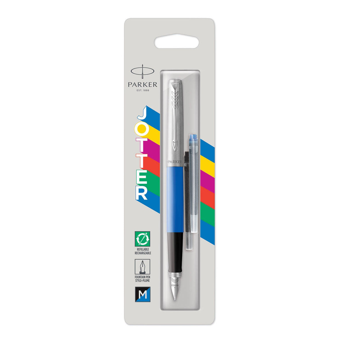 Parker Jotter Original Fountain Pen Blue Medium Black / Blue Ink Genuine — photo 1