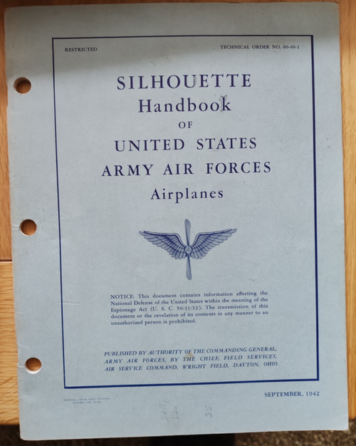 1942 Silhouette Handbook of United States Army Air Forces Airplanes WW2 USAAF — photo 1