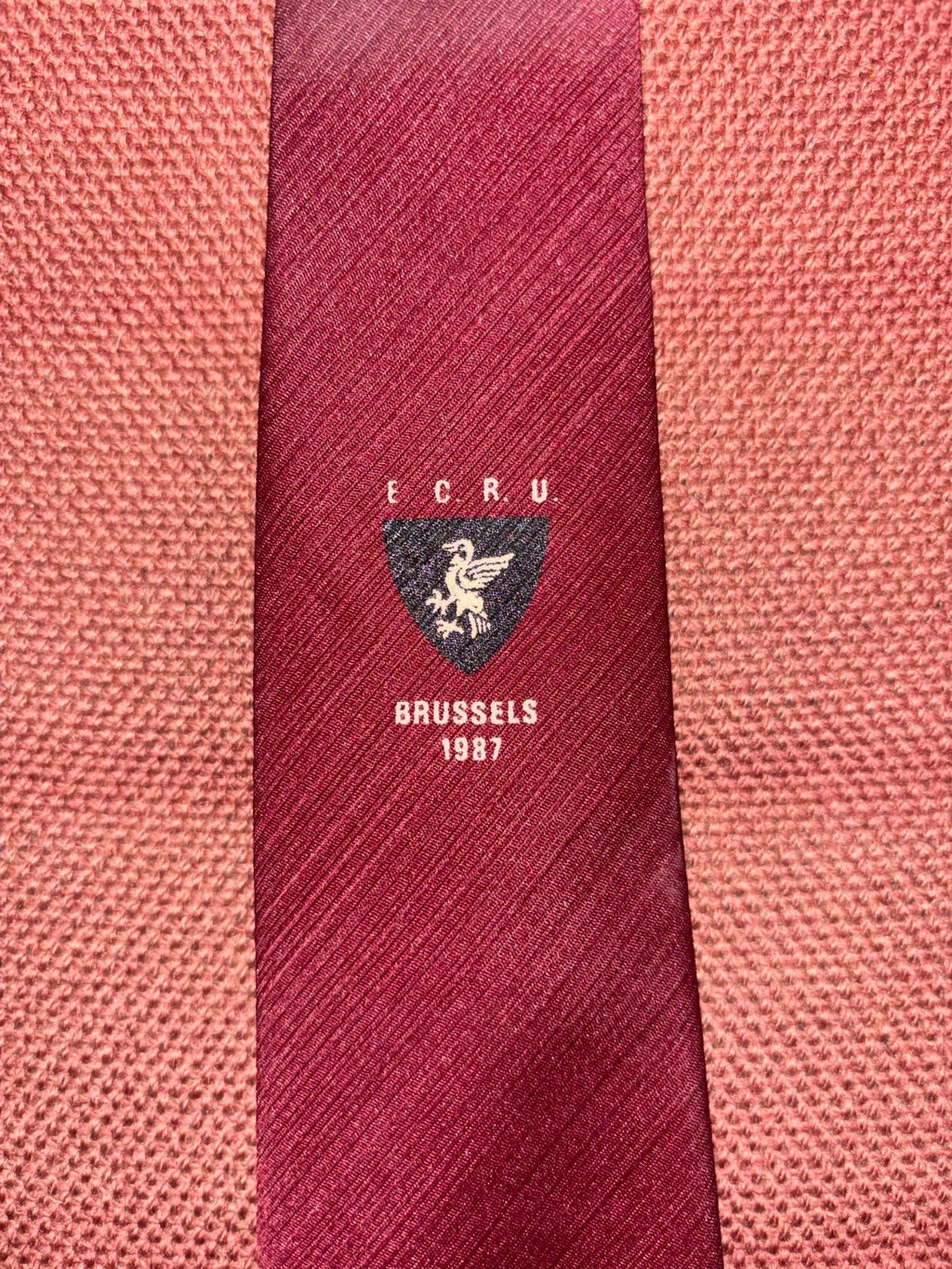 Eastern Counties Rugby Union Brussels 1987 Tour Vintage Neck Tie ECRU — photo 1