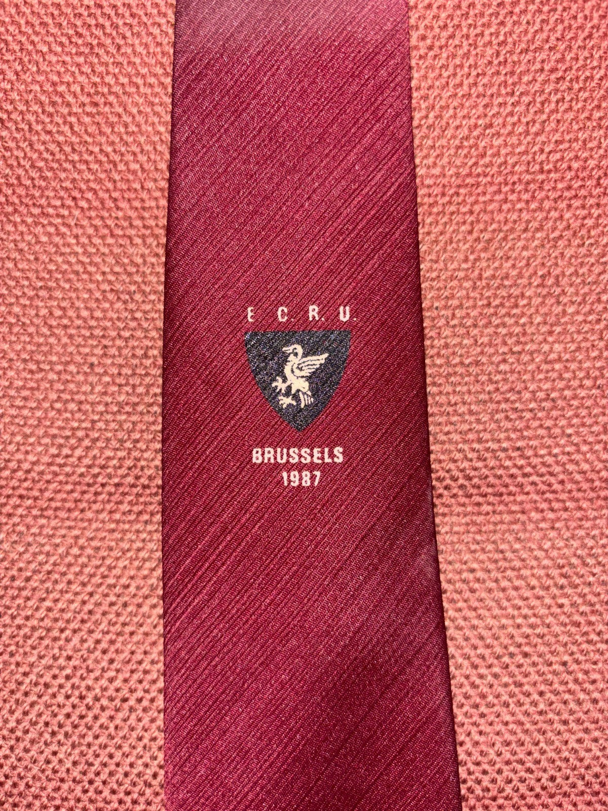 Eastern Counties Rugby Union Brussels 1987 Tour Vintage Neck Tie ECRU — photo 1