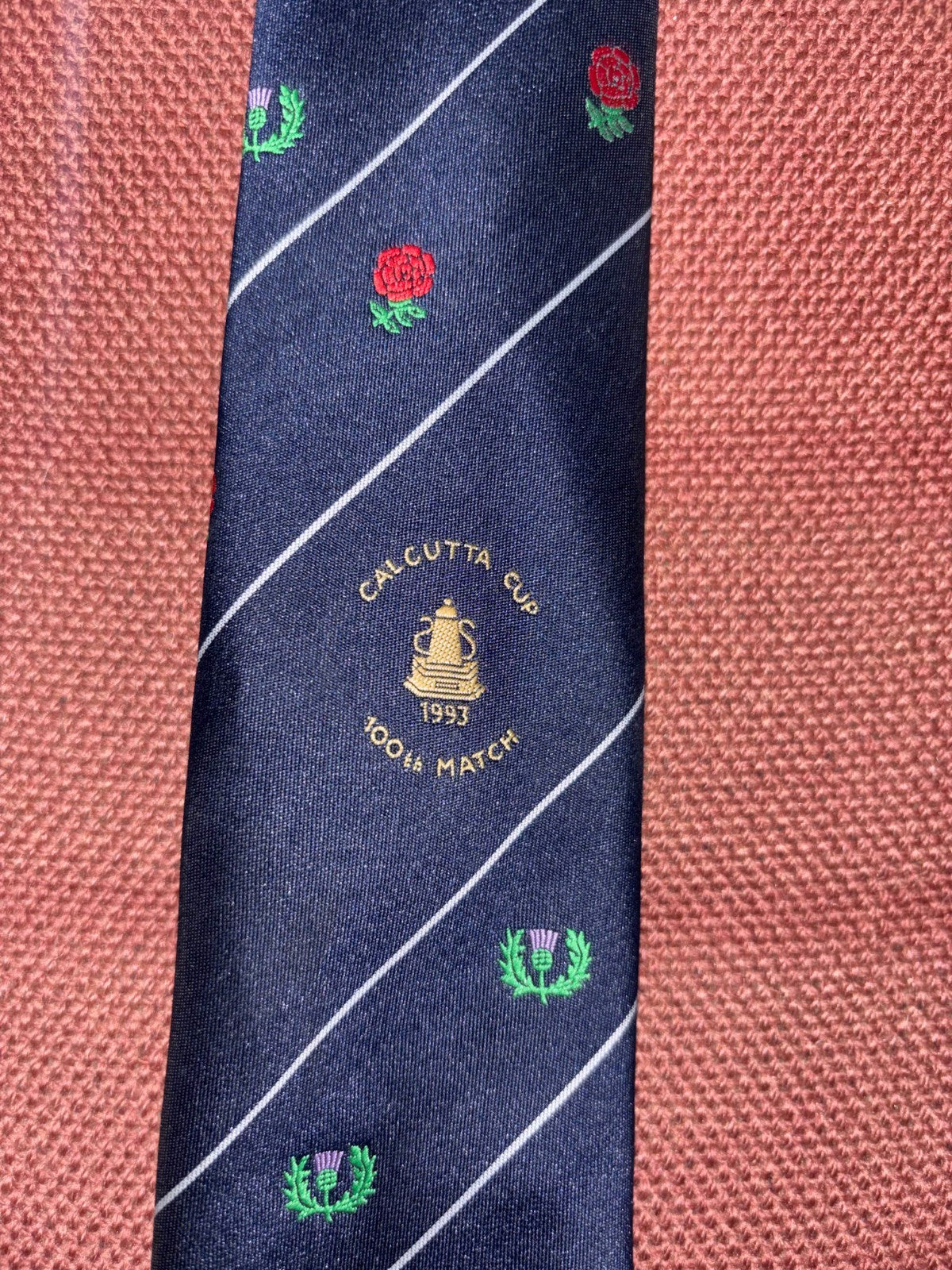 Vintage Calcutta Cup 100th Match Rugby Tie England Scotland — photo 2