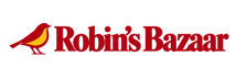 Robin’s Bazaar — red robin with a yellow breast beside the red serif wordmark
